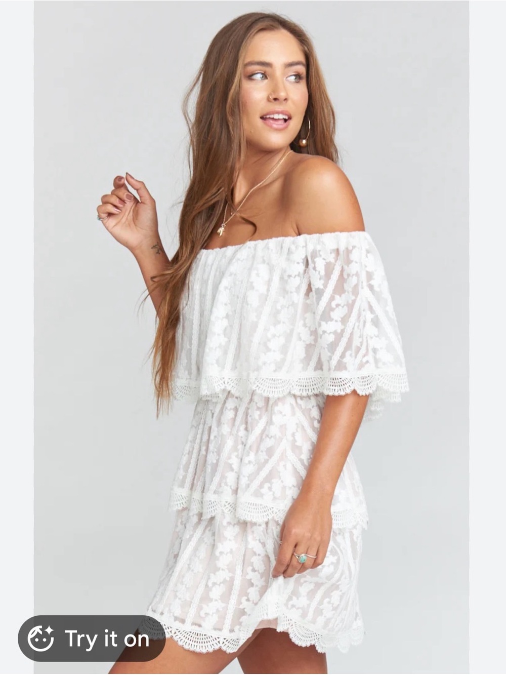Show me your Mumu Athena crochet off shoulder short dress size small